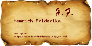 Hemrich Friderika névjegykártya